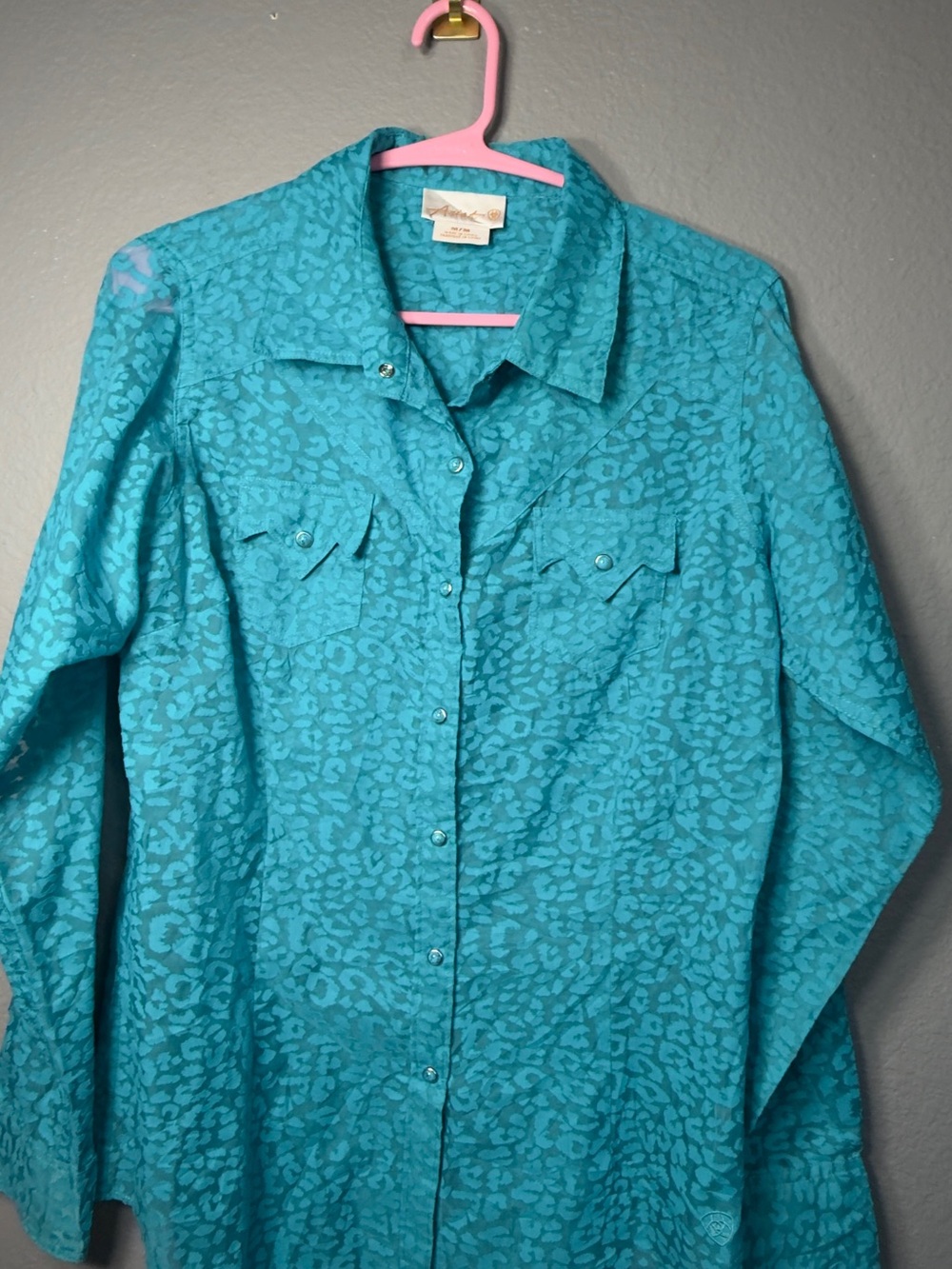 Ariat Turquoise Animal-Print Button-Down Shirt